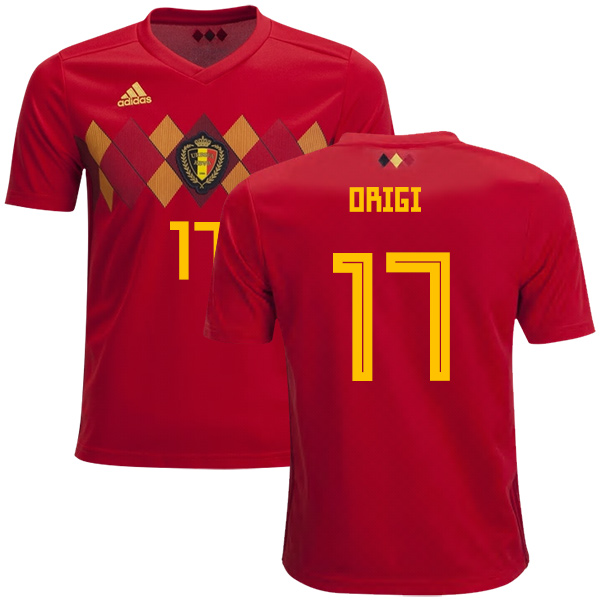Belgium #17 Origi Home Kid Soccer Country Jersey